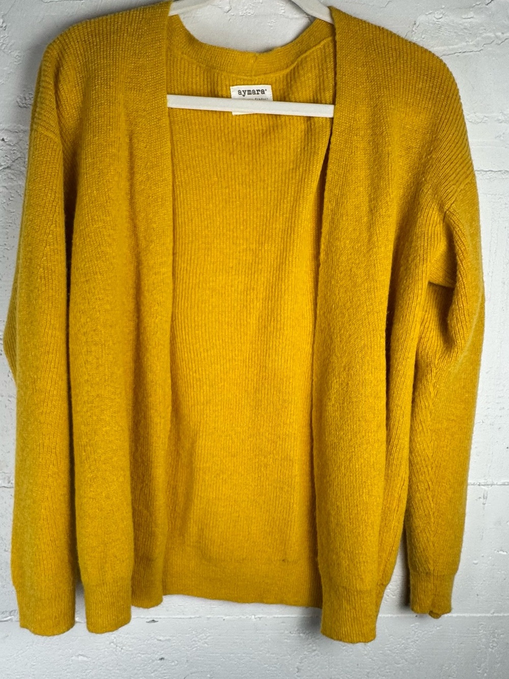 Yellow Alpaca Wool Blend Cardigan Belgian knitwear Aymara Preppy Quality XS Soft